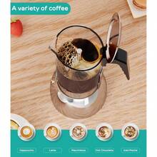 9 Cup Moka Pot 15oz Stovetop Espresso Maker For Italian Coffee Brewing Transparent Glass And Stainless Steel Dual-Tone Design Silver Finish Ideal For Home And Travel Use 450ml Capacity Perfect For Authentic Espresso Extraction On Gas Or Electric Stovetops - 不銹鋼 - 查看 7