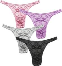 Men's Satin Stretch Support Wide Waistband Satin Briefs Thong G-String 4 Pcs/PackChristmas C8QJ - 6號款式丁字褲 - 查看 6