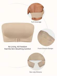 Women's Front Closure Strapless Padded Bra, Bridal Tube Top Lingerie, Comfortable Breathable Black Underwear, Sexy Wireless Seamless Invisible Lift Bra, Wedding Dress Bra