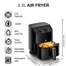 SUPERLEX 3-In-1 Air Fryer 2.3L, Multi-Function Cooking Oven With 30-Minute Timer Function, Built-In 30-Minute Timer Function, Non-Stick Coating Design Of The Inner Pot, Overheating Protection Mechanism, Automatic Power Off Function, Temperature Adjustable Range 80-200°C, Stable Bottom, Portable And Space-Saving, Healthy Oil-Free And Low-Fat Cooking, Supports Automatic Delay Function, Suitable For Kitchen And Travel Barbecue, Fried Chicken, French Fries - UK Plug(220-240V) - View 3