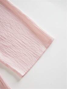 Women's Plus Shirt Solid Color Daily Casual Long Sleeve Bishop Sleeve Shirt Collar Regular Tops Daily Patchwork Buttons - Pink - View 6