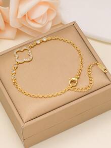3pcs Fashionable Stainless Steel Zirconia Bracelet Set For Women, Suitable For Party, Gathering, And Daily Wear - Gold - View 6