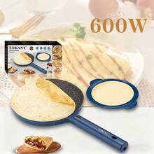 Sartén eléctrica para tortitas, sartén portátil para tortitas, potencia de 600 W, con protección contra sobrecalentamiento, diseño con revestimiento antiadherente, formato compacto, fácil de limpiar, función de calentamiento rápido ideal para cocinar tortitas, crepes y postres caseros. - Tipo de Enchufe A USA (110-127V) - Ver 1