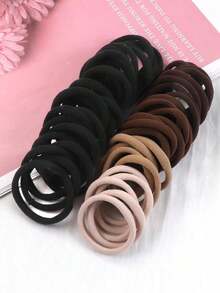 50pcs Women's Solid Color Elastic Hair Ties For Daily Life Casual,Woman Head Accessories, Woman Hair Accessories Ponytail Holders Hair Elastics Hair Rubber Bands Scrunchies Hair Rope, Hair Bobbles ,Gym Sport Outfit Gym Beauty Makeup Woman Accessories - 多色 3 - 查看 6