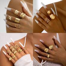 Geometric Metal Style Lava Line Ring Four-Piece Set Irregular Smooth Open Ring SetValentine's Day Gift - 28196-gold - View 1