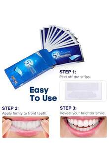 3D/5D/9D牙齿美白贴片、牙齿美白凝胶、不敏感、专业牙齿美白贴片、不含过氧化物、速效牙齿清洁贴片、家用牙齿美白套装、去除汽水、咖啡和茶渍 - 藍色 - 查看 4
