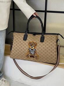 حقيبة يد مطرزة بشكل دب جميل، حقيبة سفر كبيرة السعة للرجال، حقيبة سفر للرحلات القصيرة، حقيبة سفر، حقيبة محمولة تناسب الحقيبة المتحركة، فصل بين الجاف والرطب، حجرة حذاء مستقلة، خفيفة الوزن، حقيبة رياضية متعددة الوظائف للطلاب والنساء، حقيبة سفر للأعمال