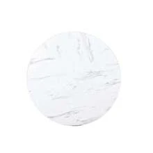 Round Dining Table (1 Piece), Kitchen Table, Unique Metal Frame, Dining Table With Modern Marble Pattern, Suitable For Dining Room, Living Room, White/Black - White3 - View 5