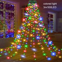 1,5m/2m/3 Metros Fio de Luzes LED, Luzes de Topo de Árvore de Natal Redondas, Luzes Pendentes em Cascata, Luzes de Fada, Adequadas para Quintal, Jardim, Gramado, Decoração de Festa Interna