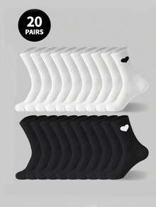 5 Pares/10 Pares/20 Pares/30 Pares de calcetines casuales para hombre, calcetines de longitud media, calcetines blancos, calcetines de invierno, calcetines negros, desodorizantes, calcetines deportivos, transpirables, absorción de sudor/Dos estilos para elegir (Finos/Gruesos) - Multicolor - Ver 6