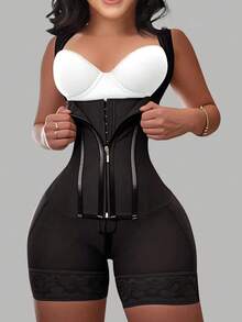 1 Pc Women's Faja Body Shaper Bodysuit, Colombian Shapewear,Tummy Control ,Butt Lifter, Slimmer Jumpsuit,Zipper Closure,Thigh Slimming Bodysuit Lingerie,Suitable For Daily Wear Or Various Occasions-Autumn,Christmas And Halloween Costumes - 彩色 - 查看 1