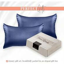 Elegant Comfort - Juego de Funda de Almohada de satén de 2 Piezas para una Piel y Cabello más saludables, Cierre de Cierre Oculto y bellamente empaquetado, Juego de Funda de Almohada de satén, tamaño(Azul marino King) - Multicolor - Ver 5