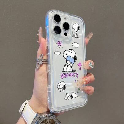 SNOOPY 1个可爱史努比图案，带气囊透明防摔手机保护壳，TPU材质，适合作为节日礼物，兼容苹果XS/XS Max/XR/11 12 13 14 15 16 Pro/Pro Max/14 15 16 Plus/17，男女通用，也兼容三星手机。