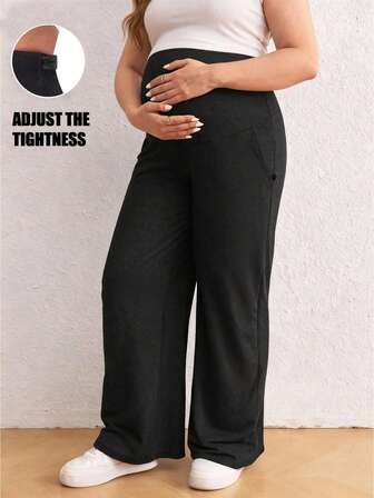 Pantalones de maternidad de talla grande para otoño/invierno, pantalones acampanados de maternidad casuales con cintura elástica súper alta, cintura ajustable, leggings de yoga suaves y cómodos