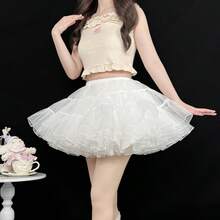 Women's Petticoat Tutu Skirt, Multi-Layer Mesh, Elastic Waist, Lolita Costume Accessory