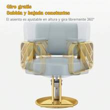 Silla de peluquería de lujo, cuero negro, altura regulable, asiento cómodo para salones y salones de uñas. - Negro - Ver 7