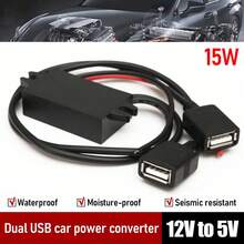 Dual USB Car Power Converter Dual USB Car Male Female USB Adapter Step Down Buck Converter Power Supply Module Car Accessories - Black - View 8
