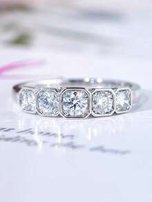 1 pieza Anillo de circonita cúbica de moda para mujer, regalo para boda, compromiso, Día de San Valentín o fiesta - 1# - Ver 3