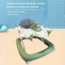 Andador para Bebés Diseño de Avión, Plegable con Juguetes Musicales e Iluminación, Estructura Estable Multicolores, Ayuda al Aprendizaje del Caminar, Asiento Cómodo Desmontable - Regalo Ideal para Niños - Marrón - Ver 9