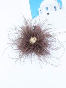 1pc Luxury Retro Faux Ostrich Feather Flower Brooch, Classic Accessory For Party, Wedding, Daily Wear - Feather Flower - View 14