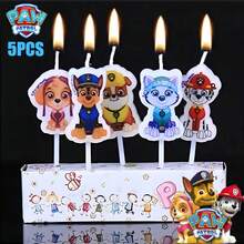 5件套汪汪队立大功蜡烛，儿童生日蛋糕装饰，可爱卡通人物巡逻犬用品，派对用品，圣诞装饰，圣诞袜填充物 - 彩色 - 查看 1
