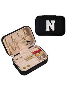 1pc A-Z Letter Jewelry Box, Bride Jewelry Box, Bridesmaid Gift Box, Mini Jewelry Box, Women's Birthday Gift, Girlfriend, Friend Gift, Christmas, Halloween, Birthday, Wedding Gift, Fashion Travel Jewelry Box, Personalized Gift - Women's Travel Jewelry Box, Teen Christmas Gift, Ring Box, Women's Gift Box, PU Leather Jewelry Box (For Rings, Pendants, Earrings, Necklaces, Etc.) - Multicolor - View 41