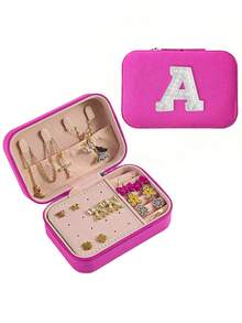 1pc A-Z Letter Jewelry Box, Bride Jewelry Box, Bridesmaid Gift Box, Mini Jewelry Box, Women's Birthday Gift, Girlfriend, Friend Gift, Christmas, Halloween, Birthday, Wedding Gift, Fashion Travel Jewelry Box, Personalized Gift - Women's Travel Jewelry Box, Teen Christmas Gift, Ring Box, Women's Gift Box, PU Leather Jewelry Box (For Rings, Pendants, Earrings, Necklaces, Etc.) - Multicolor - View 102