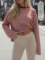 Dames shirts met lange mouwen, casual ronde hals, basic herfsttops, losse pasvorm, comfortabel