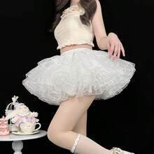 Women's Petticoat Tutu Skirt, Multi-Layer Mesh, Elastic Waist, Lolita Costume Accessory
