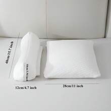 二合一可调节PE软管颈枕，可拆卸，高度可调节，适合侧睡和俯卧，附赠额外填充物 - 白色 - 查看 3