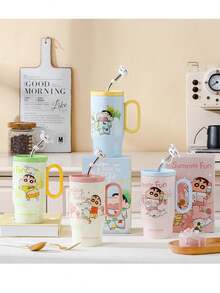 CRAYON SHINCHAN 蜡笔小新联名冰杯，高端办公水杯，柠檬茶陶瓷大容量水杯