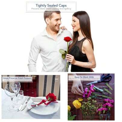 Floral Tubes With Caps U2013 4.5 Inch Green Plastic Flower Vials Single Stem Roses, Buds, Bouquets U2013 Standard Style, 1/2 Inch Opening U2013 Pack