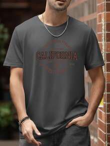 Áo thun tay ngắn in chữ thường ngày mùa hè 2025 dành cho nam - Màu xám đen - Xem 3