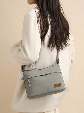 1 st vattentät axelväska, 1 st unisex casual nylon axelväska med justerbar rem, vattentät dragkedja, enaxlad axelväska med flera fickor, enfärgad, polyesterfoder, lämplig för shopping, plånbok, handväska, unga kvinnor, universitetsstudenter, nygifta, kontorsdamer. Perfekt för kontor, universitet, arbete, affärer, pendling, utomhusaktiviteter, resor och vandring