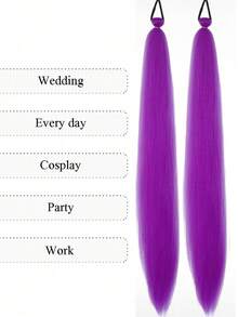 2Pcs 26Inch Halloween&Christmas Purple,Green,Blue,Pink,Red,Blonde Colorful DIY Braiding Hair Extensions Synthetic Long Yaki Straight Heat Resistrant Fluffy Ponytail Extension For Women Girls Hair Accessories
