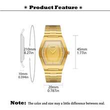 Reloj de cuarzo clásico de barril de vino PLADEN de lujo, de acero inoxidable dorado, para hombres y mujeres