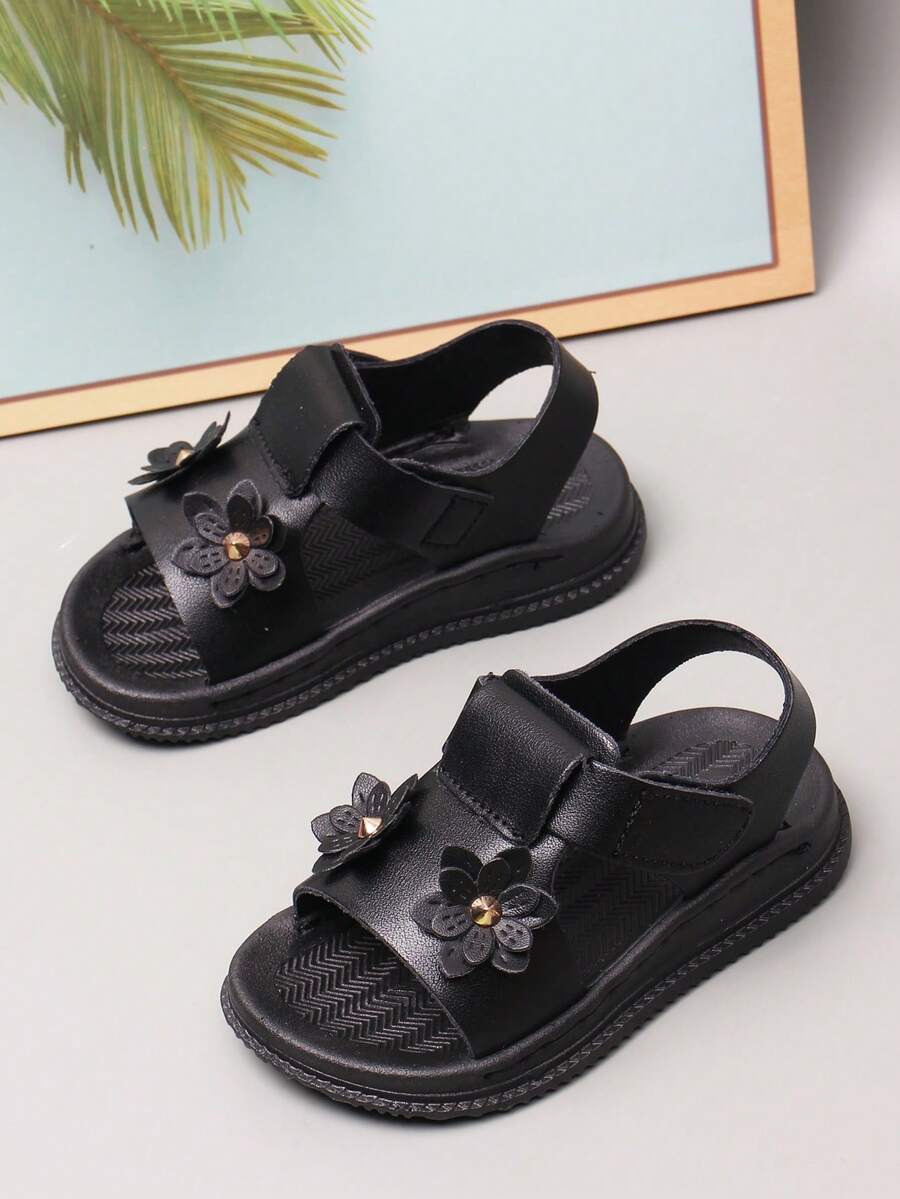 Infant Buckle Detail Casual Comfortable Sandals - Black - View 1