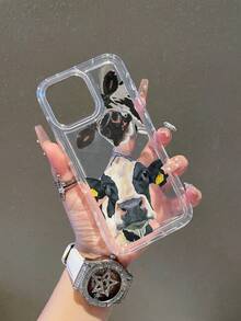 1pc Cow Pattern, Air Cushion Transparent Anti-Drop Phone Protective Case, TPU Material, Suitable As Holiday Gift, Compatible With Apple XS/XS Max/XR/11 12 13 14 15 16 Pro/Pro Max/14 15 16 Plus/17, Unisex, Also For Samsung Phones - Clear - View 4