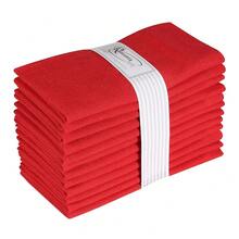12-Pack 1OO% Cotton Dinner Napkins Best For Valentines Day Easter Spring Gift Gifts 18 By 18-Inch Soft Absorbent Comfortable - Ideal For Events And Regular Use - Red,18x18EveryDayNapkin,Red - 紅色 - 查看 1