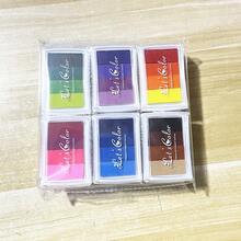 6 件/2 件套多色彩虹可水洗指纹印台，工艺印台适用于纸张、木材、织物，24 种颜色随机