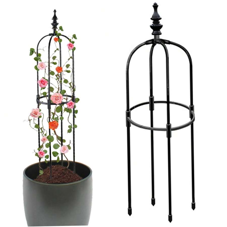 36-Inch U-Shaped Garden Obelisk Plant Trellis - Rust-Resistant Metal Tubes, Heavy-Duty Plastic Coating, Suitable For Indoor And Outdoor Potted Plants, Ideal For Clematis Vines And Jasmine Support - Bạc - Xem 1