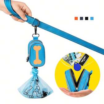 BVEOYPET 1个宠物骨头形状垃圾袋分配器，狗牵引绳粪便袋免提夹，狗粪便袋便携小袋，可携带物品，适合日常旅行使用。