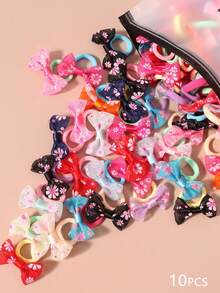 10/20/30pcs/Set Daisy Flower Bow Scrunchies, Cute Cartoon Towel Elastic Hair Ties, Sweet & Versatile Hair Accessories For Women Ponytail ,Hair Elastics ,Hair Rubber Bands ,Hair Rope Head Accessories Elastic Band,Summer,Holiday,Travel - Multicolor - View 6
