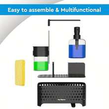 Kitchen Liquid Hand Soap And Dish Soap Set, Dual-Purpose Soap Dispenser With Sponge Holder And Cloth Rack, Designed For Easy Draining. A Practical Little Tool For Kitchen Countertops, Also Suitable For Bathroom And Kitchen, An Excellent Holiday Gift. - Multicolor - View 6