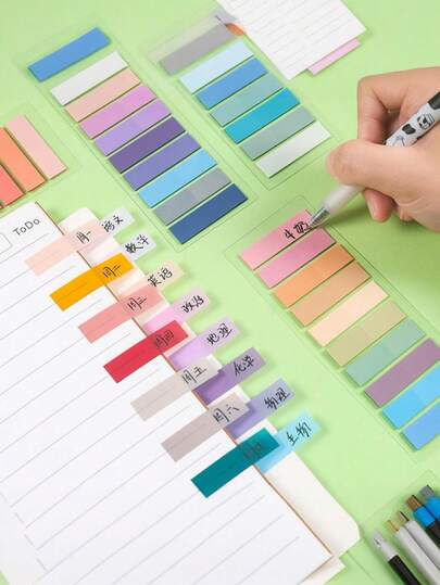 CUTTRSZE 200pcs/Pack Random Color PE Material Self-Adhesive Labels, Suitable For Page Marking, Notes, Colored Bookmarks, Index Tabs, Label Stickers, Logo Stickers, Small Sticky Notes, Index Notes, Back To School, School Supplies