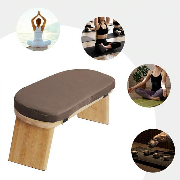 Shangmakel Banco de meditación plegable de madera con diseño ergonómico para posiciones de seiza, loto y piernas cruzadas, ideal para yoga, oración y asiento en el suelo