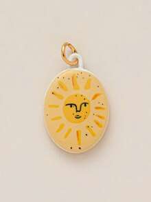 1pc New Fashion Animal & Plant Series Sakura Fish, Shrimp, Swan, Sun Charm Pendant, 18K Gold Plated, DIY Jewelry Accessory, Necklace, Bracelet, Earring, Keychain, Bag, Women Jewelry Gift - Multicolor - View 12