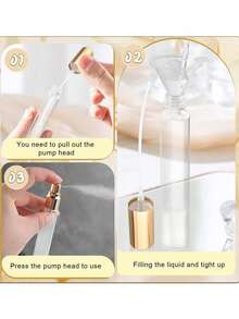 Clear Glass Perfume Sample Vials With Golden Pump Head,Mini Empty Fine Mist Atomizer,Portable Essential Oils Spray Bottle, Empty Bottle, Face Spray,Moisturizing Bottle,Travel Size Cosmetic Containers,Refill Bottle,Clean And Hygienic, A Must-Have For Traveling And Business Trips