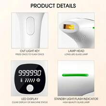1 Unit 999,990 Flashes IPL Laser Hair Removal Device, 5 Adjustable Levels, Permanent Home Electric Depilator, Suitable For Women, Can Be Used On Bikini Line, Body, Underarms, Back, Legs And Other Areas, Professional Painless IPL Hair Removal Tool - EU C Type Plug(220-240V) - View 8