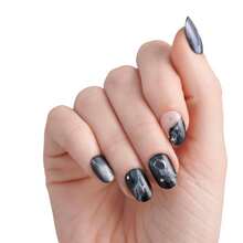 KISS Voguish Fantasy Halloween Press On Nails, 'Space Girl', Dark Navy, Short Oval, Glow In The Dark, Magnetic Powder Effect, Pink Gel Nail Glue (2g), 28 Fake Nails - MàuD - Xem 6